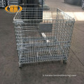 Cages de stockage en métal enduit en PVC avec 4 roues